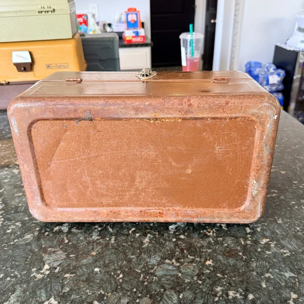 Vintage My Buddy Metal Tackle Box Cantilever Tool Chest Copper  Industrial Case